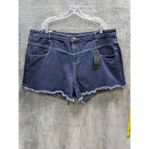 Chic‎ Denim Harley Corset Shorts Women's Plus 20 Raw Hem High Rise Dark Wash